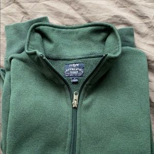 J. Crew quarter zip fleece sweater, green, men’s M